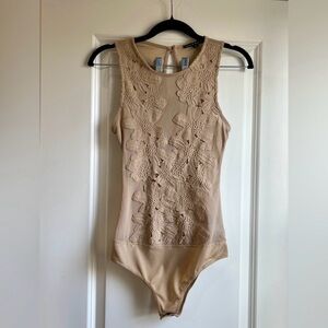Haute Monde Beige Lace Bodysuit